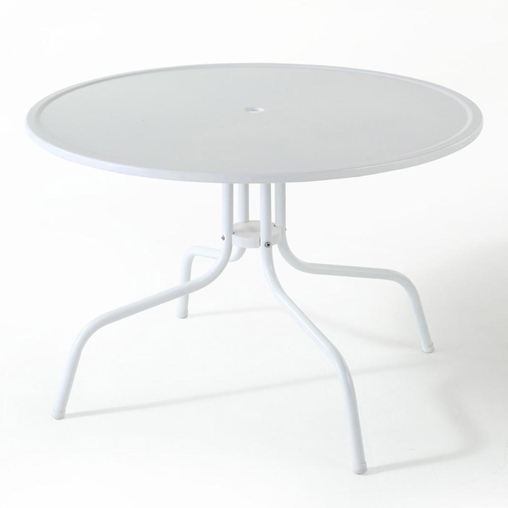 Griffith 39" Outdoor Metal Dining Table White Satin. Picture 2