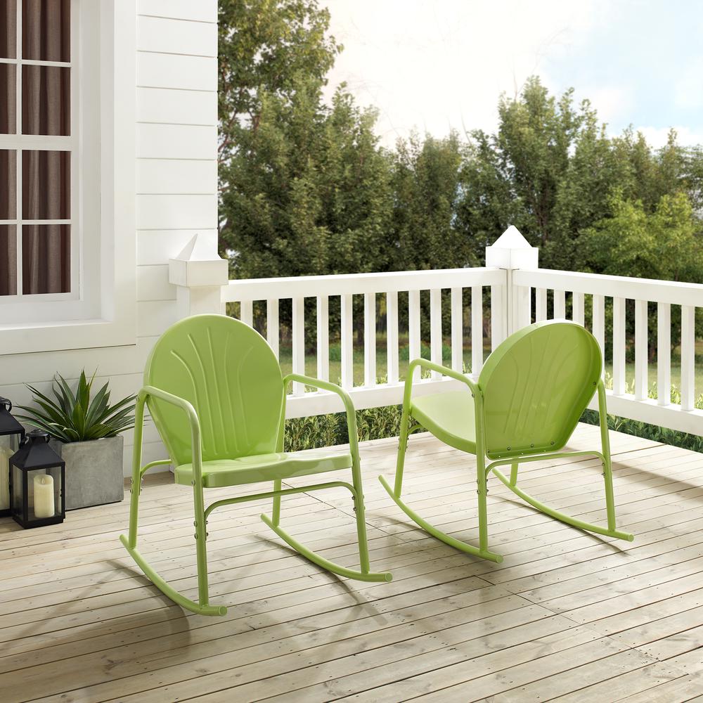 Griffith 2Pc Outdoor Metal Rocking Chair Set Key Lime Gloss - 2 Rocking Chairs. Picture 2