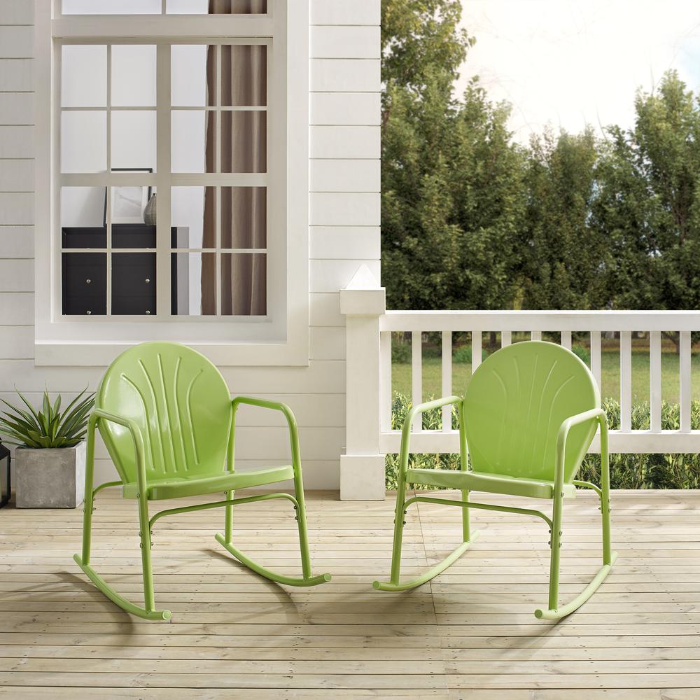 Griffith 2Pc Outdoor Metal Rocking Chair Set Key Lime Gloss - 2 Rocking Chairs. Picture 3