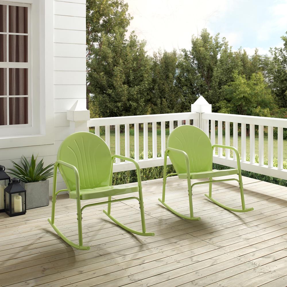 Griffith 2Pc Outdoor Metal Rocking Chair Set Key Lime Gloss - 2 Rocking Chairs. Picture 4