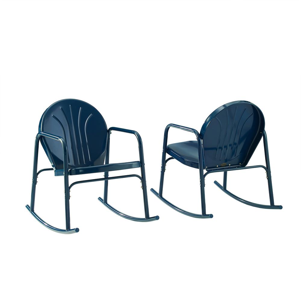 Griffith 2Pc Outdoor Metal Rocking Chair Set Navy Gloss - 2 Rocking Chairs. Picture 4