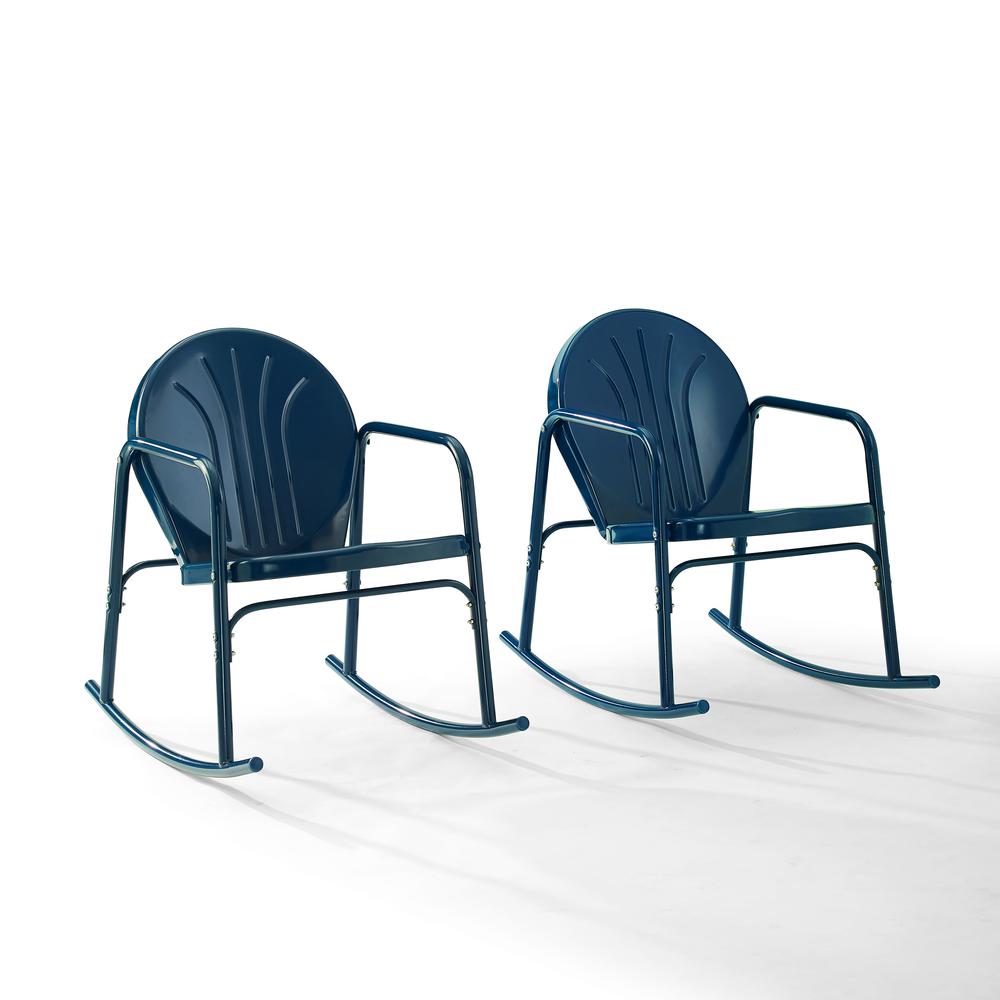 Griffith 2Pc Outdoor Metal Rocking Chair Set Navy Gloss - 2 Rocking Chairs. Picture 7
