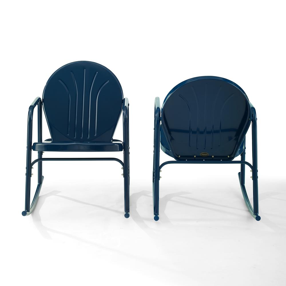Griffith 2Pc Outdoor Metal Rocking Chair Set Navy Gloss - 2 Rocking Chairs. Picture 8