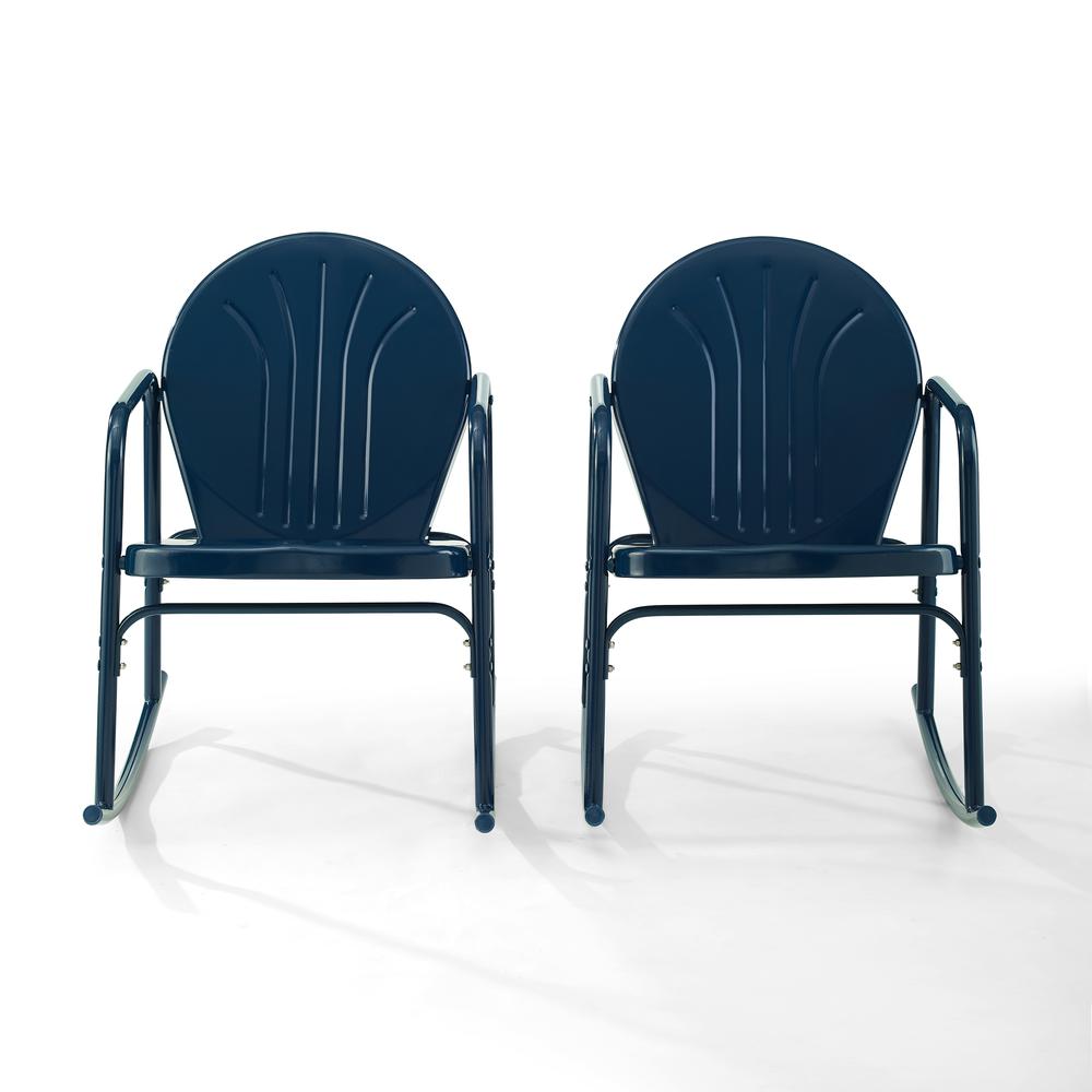 Griffith 2Pc Outdoor Metal Rocking Chair Set Navy Gloss - 2 Rocking Chairs. Picture 9