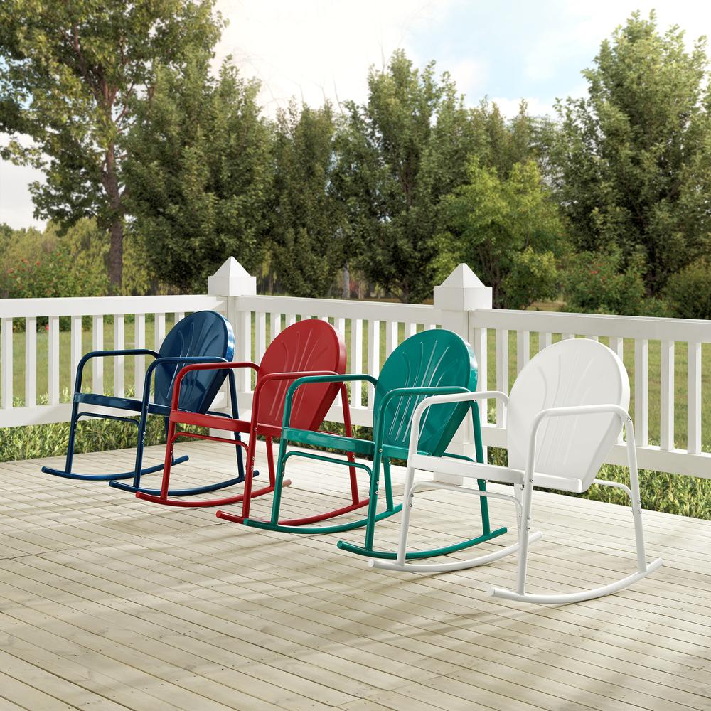 Griffith 2Pc Outdoor Metal Rocking Chair Set Navy Gloss - 2 Rocking Chairs. Picture 12