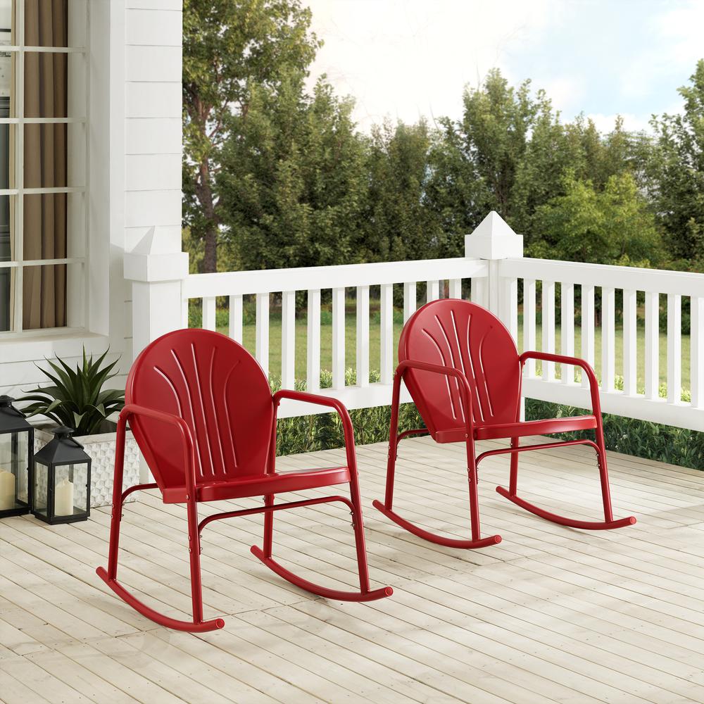 Griffith 2Pc Rocking Chair Set Bright Red Gloss - 2 Chairs. Picture 1