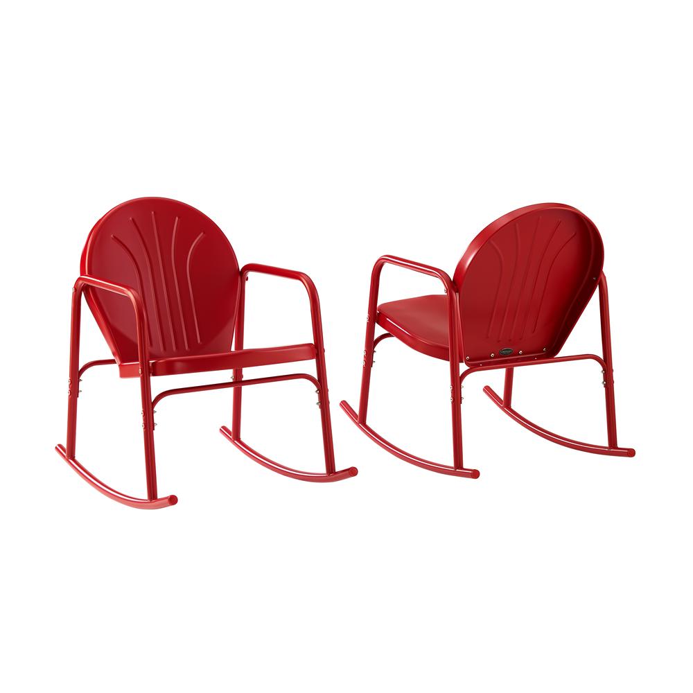 Griffith 2Pc Outdoor Metal Rocking Chair Set Bright Red Gloss - 2 Rocking Chairs. Picture 4
