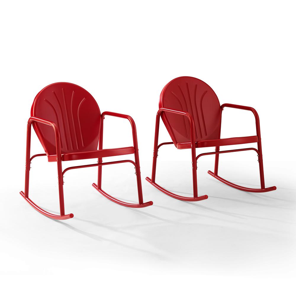 Griffith 2Pc Outdoor Metal Rocking Chair Set Bright Red Gloss - 2 Rocking Chairs. Picture 7