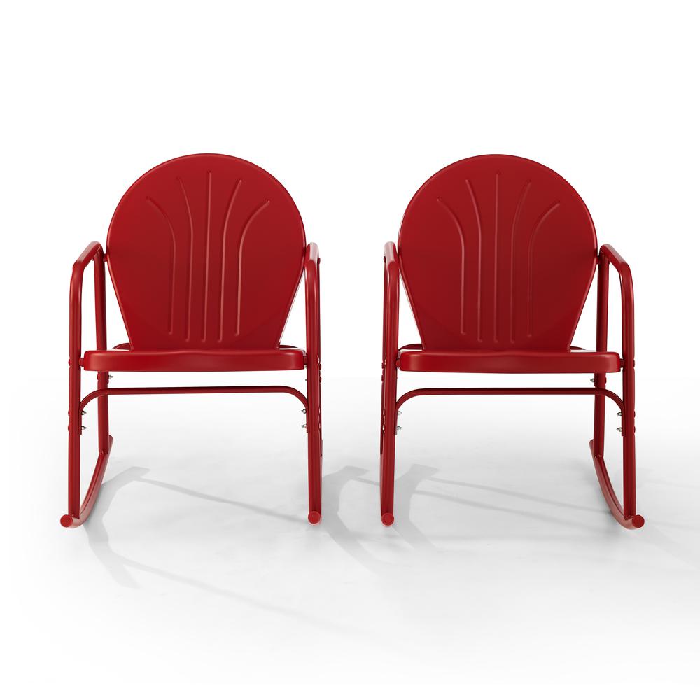 Griffith 2Pc Outdoor Metal Rocking Chair Set Bright Red Gloss - 2 Rocking Chairs. Picture 9
