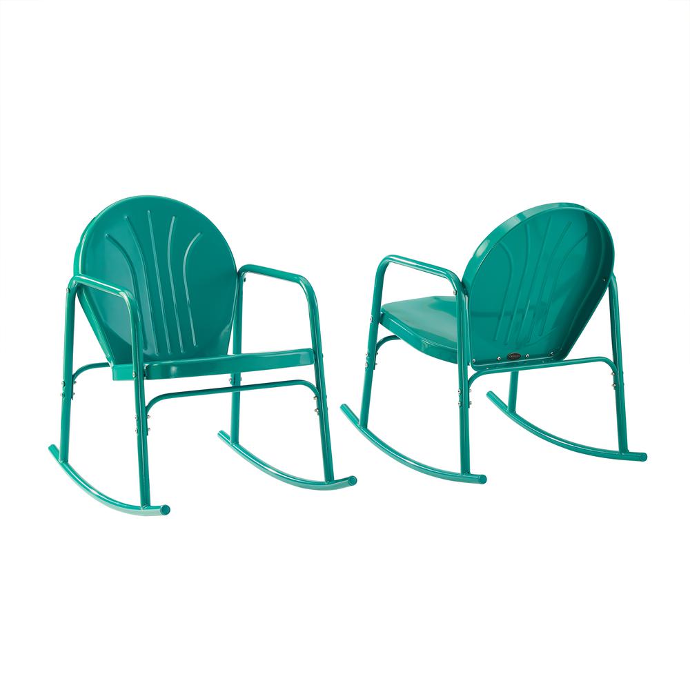 Griffith 2Pc Rocking Chair Set Turquoise Gloss - 2 Chairs. Picture 4
