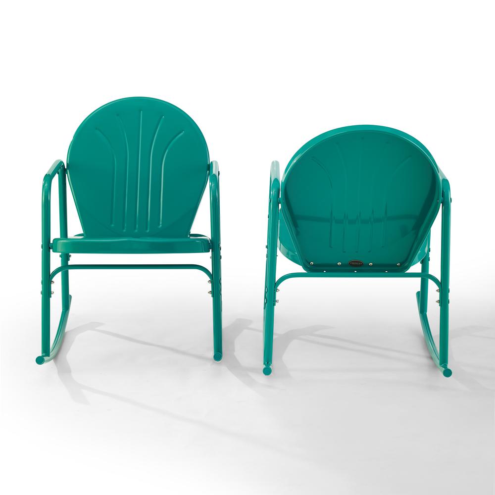 Griffith 2Pc Outdoor Metal Rocking Chair Set Turquoise Gloss - 2 Rocking Chairs. Picture 3