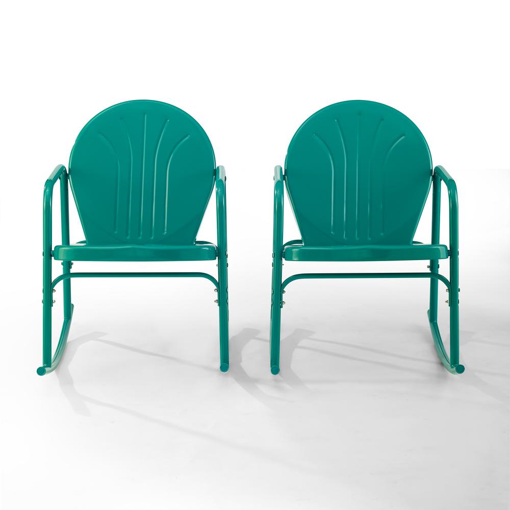 Griffith 2Pc Outdoor Metal Rocking Chair Set Turquoise Gloss - 2 Rocking Chairs. Picture 2
