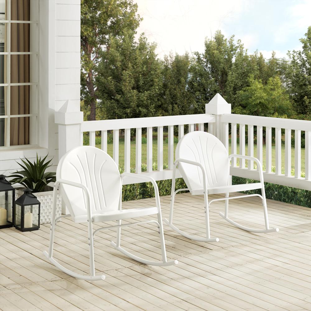 Griffith 2Pc Outdoor Metal Rocking Chair Set White Gloss - 2 Rocking Chairs. Picture 2