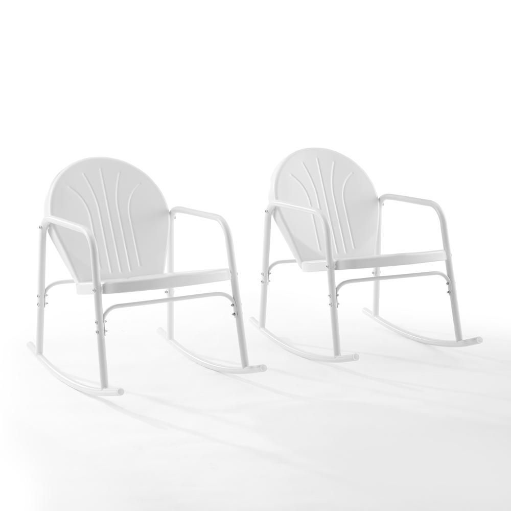 Griffith 2Pc Outdoor Metal Rocking Chair Set White Gloss - 2 Rocking Chairs. Picture 7