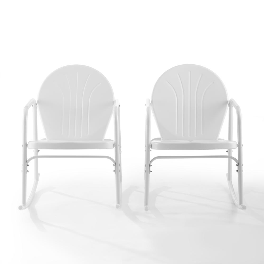 Griffith 2Pc Outdoor Metal Rocking Chair Set White Gloss - 2 Rocking Chairs. Picture 9