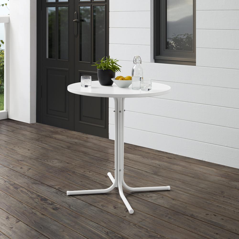 Griffith Outdoor Metal Bistro Table White Satin. Picture 1