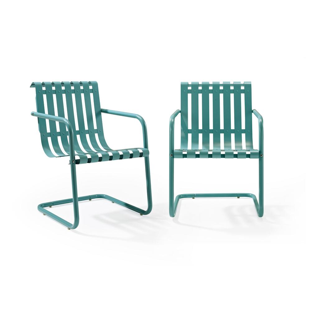 Gracie 2Pc Outdoor Metal Armchair Set Blue - 2 Chairs. Picture 1