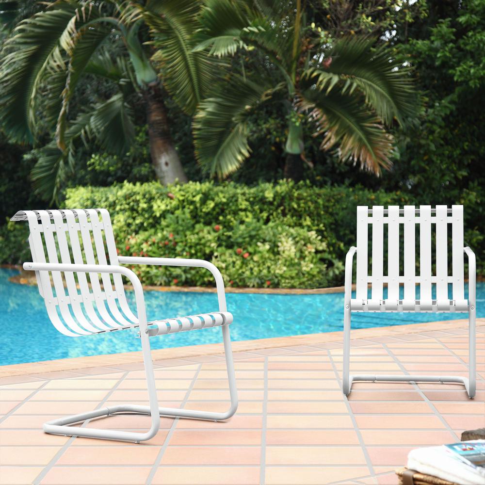 Gracie 2Pc Outdoor Metal Armchair Set White - 2 Chairs. Picture 3