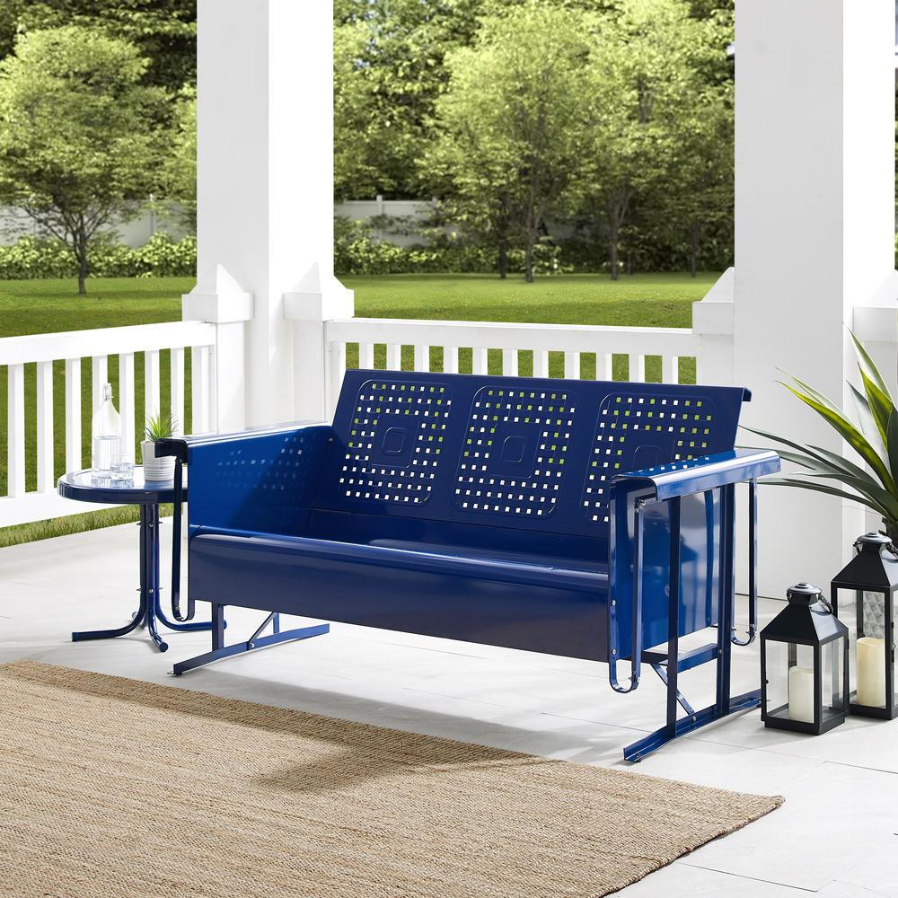 Bates Outdoor Metal Sofa Glider Navy. Picture 1