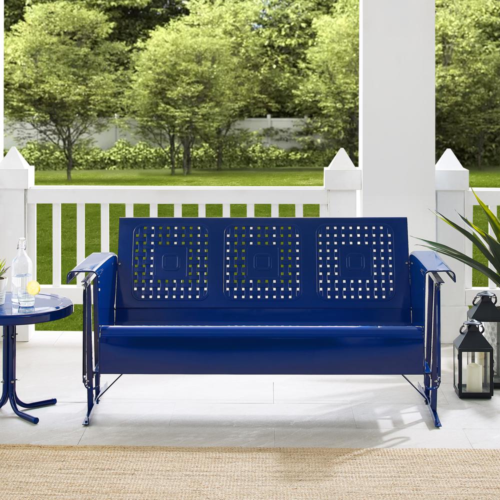 Bates Outdoor Metal Sofa Glider Navy. Picture 11