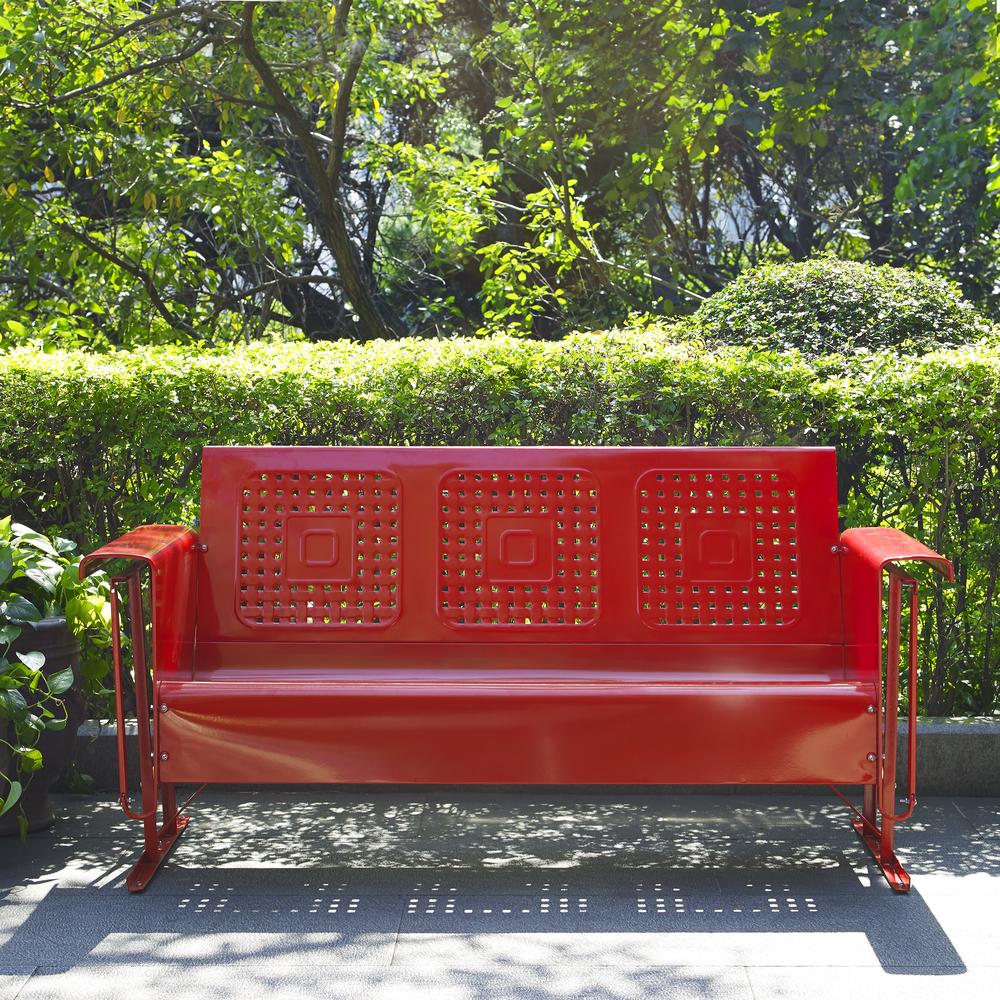 Bates Outdoor Metal Sofa Glider Red. Picture 2