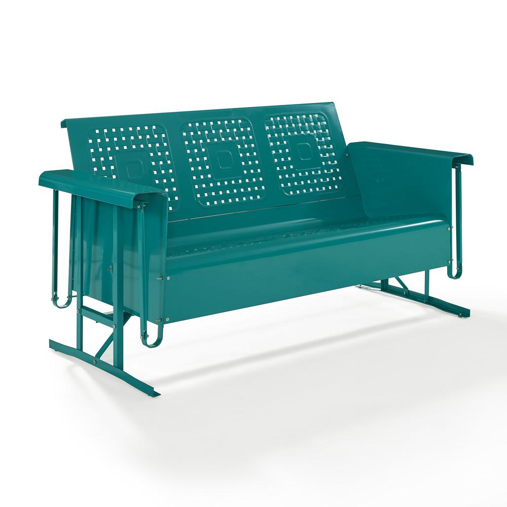 Bates Outdoor Metal Sofa Glider Turquoise. Picture 1