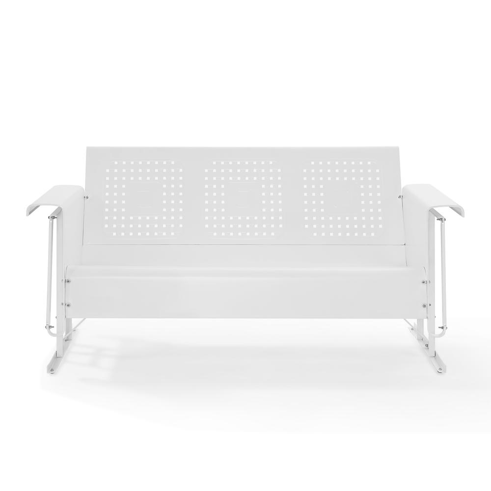 Bates Outdoor Metal Sofa Glider White. Picture 2
