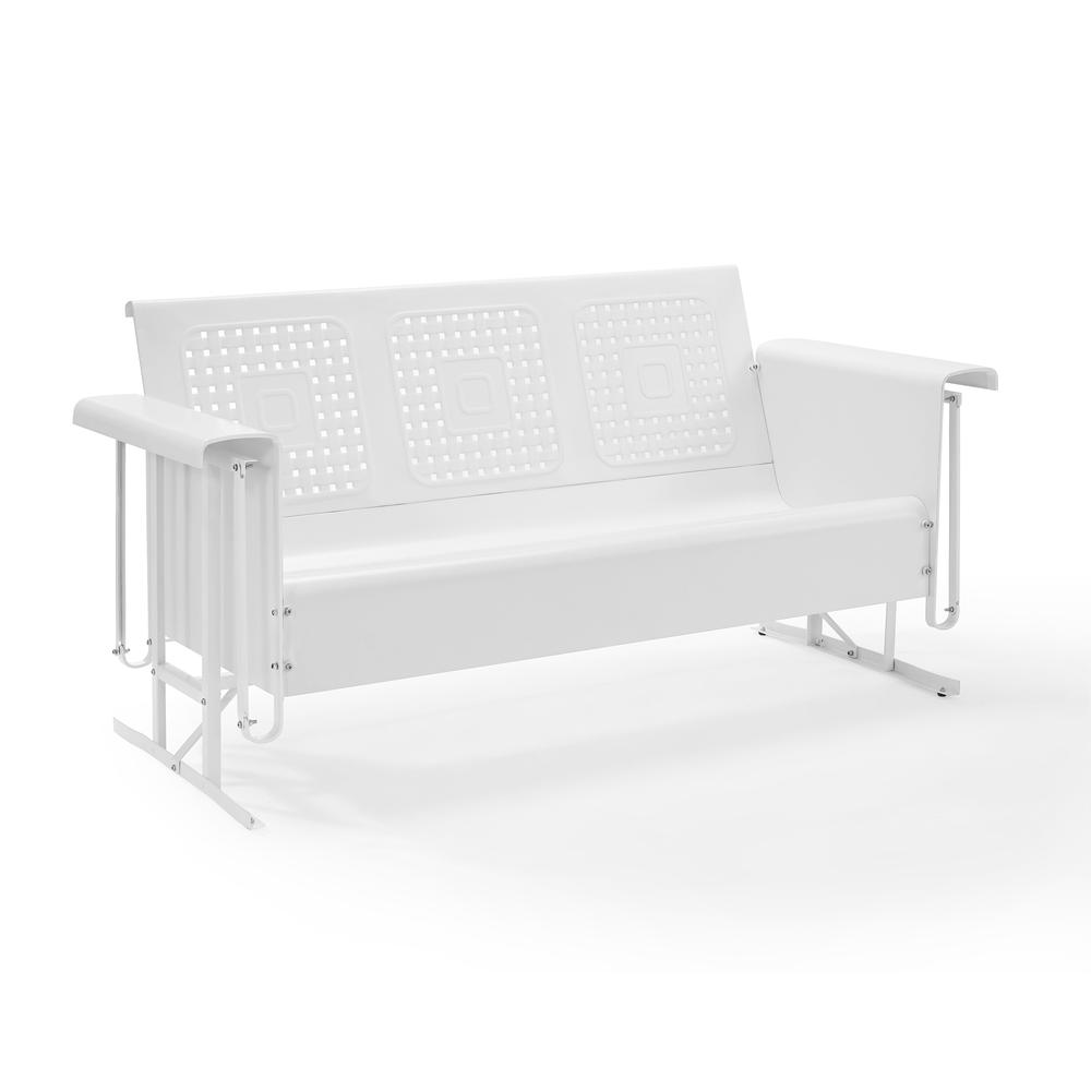 Bates Outdoor Metal Sofa Glider White. Picture 1