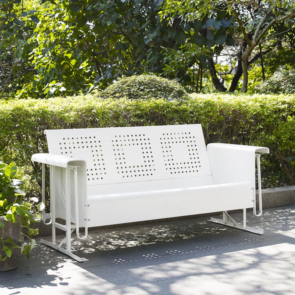 Bates Outdoor Metal Sofa Glider White. Picture 3