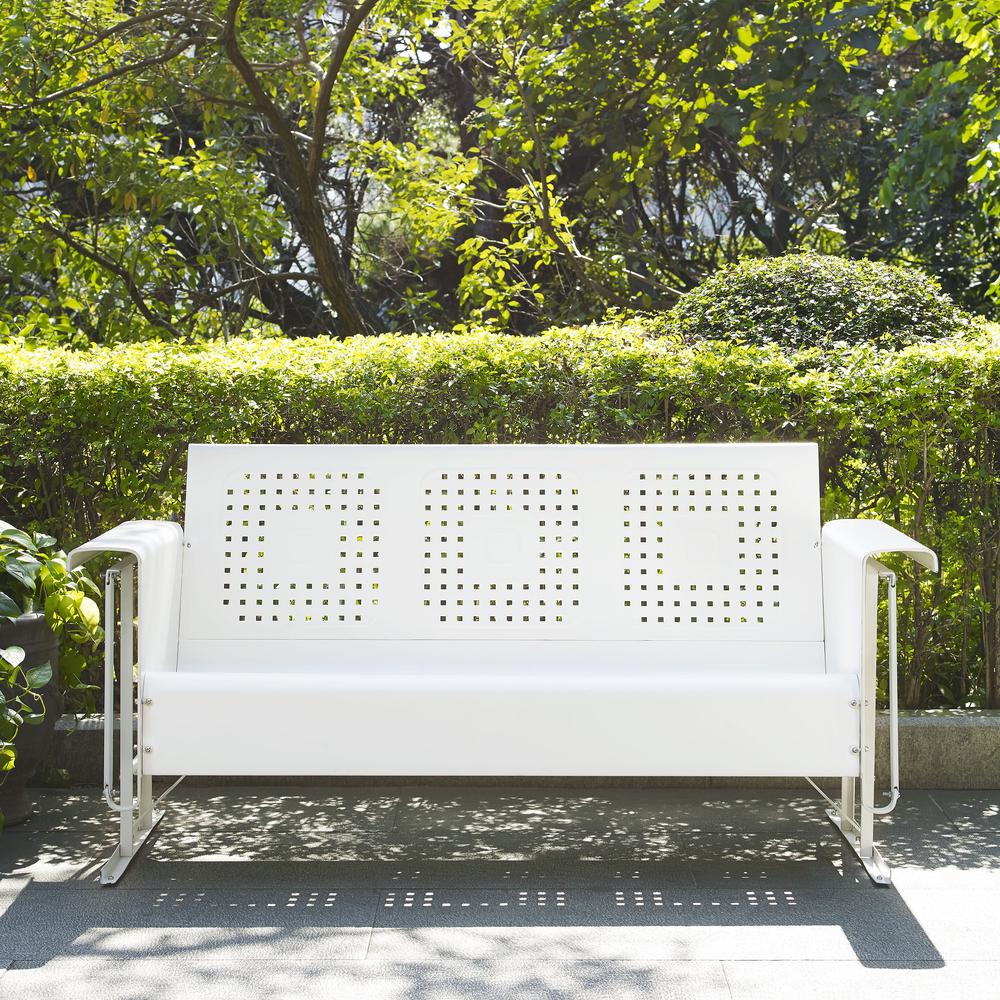 Bates Outdoor Metal Sofa Glider White. Picture 4