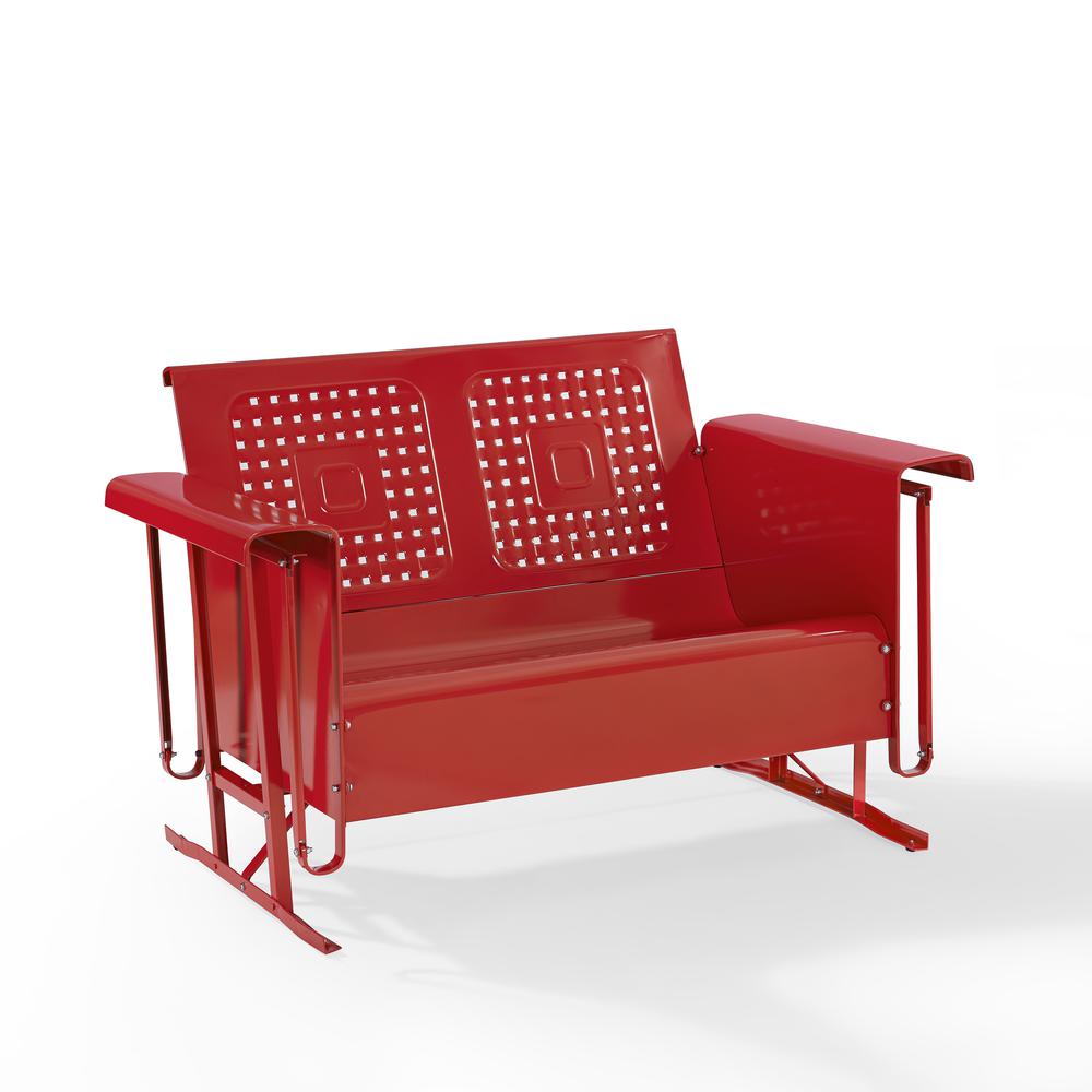 Bates Outdoor Metal Loveseat Glider Red. Picture 2