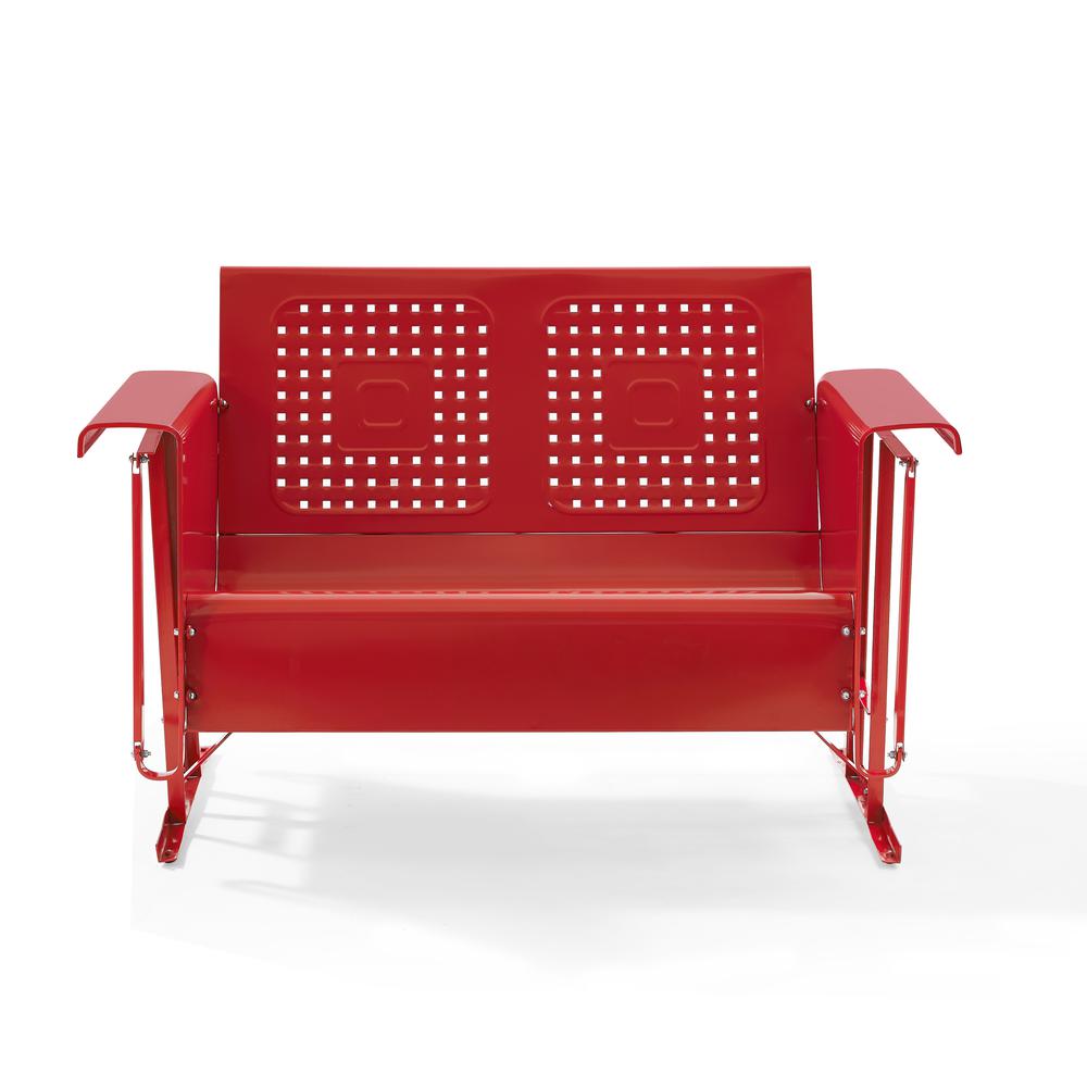 Bates Outdoor Metal Loveseat Glider Red. Picture 1