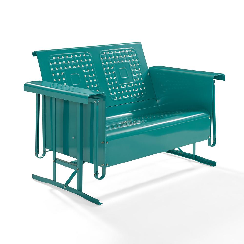 Bates Outdoor Metal Loveseat Glider Turquoise. Picture 2