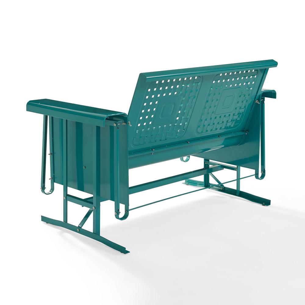 Bates Outdoor Metal Loveseat Glider Turquoise. Picture 4