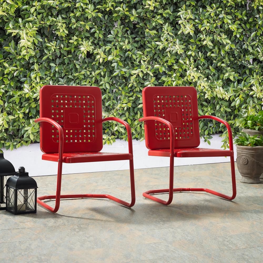 Bates 2Pc Outdoor Metal Armchair Set Red - 2 Armchairs. Picture 5