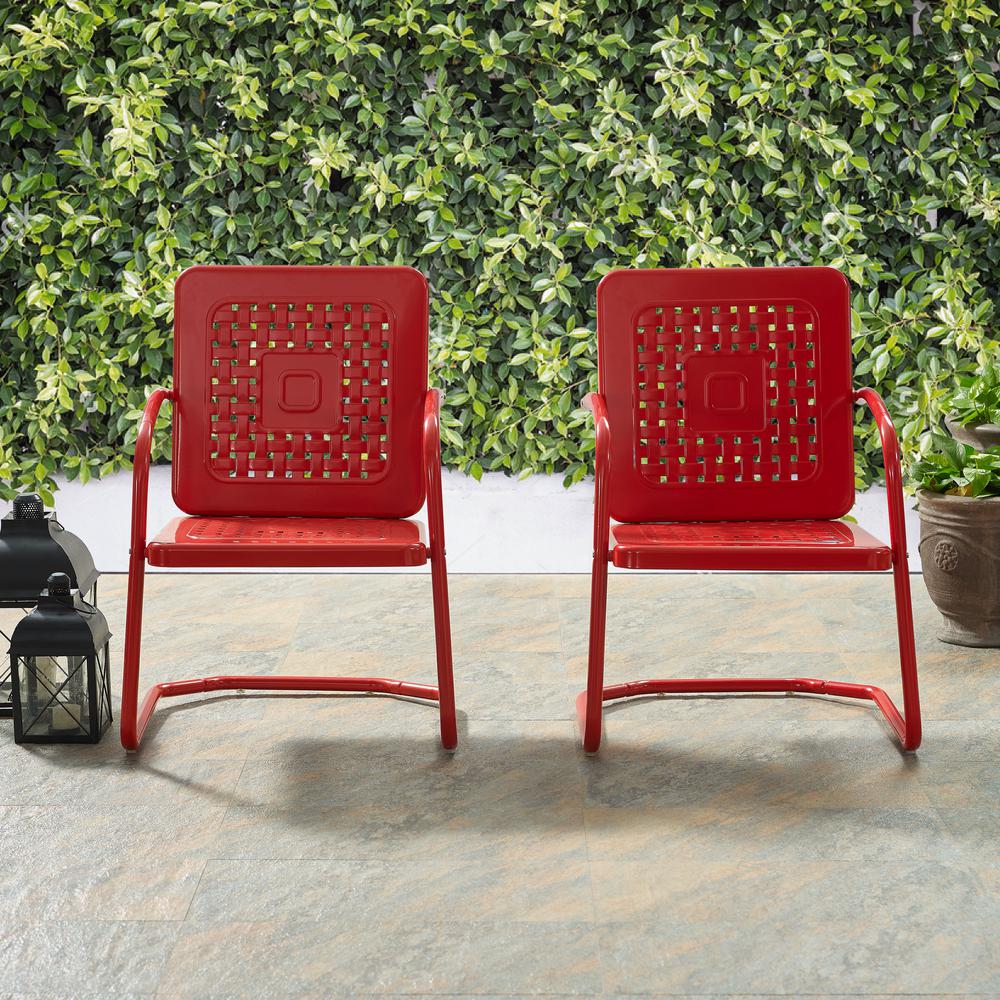 Bates 2Pc Outdoor Metal Armchair Set Red - 2 Armchairs. Picture 6