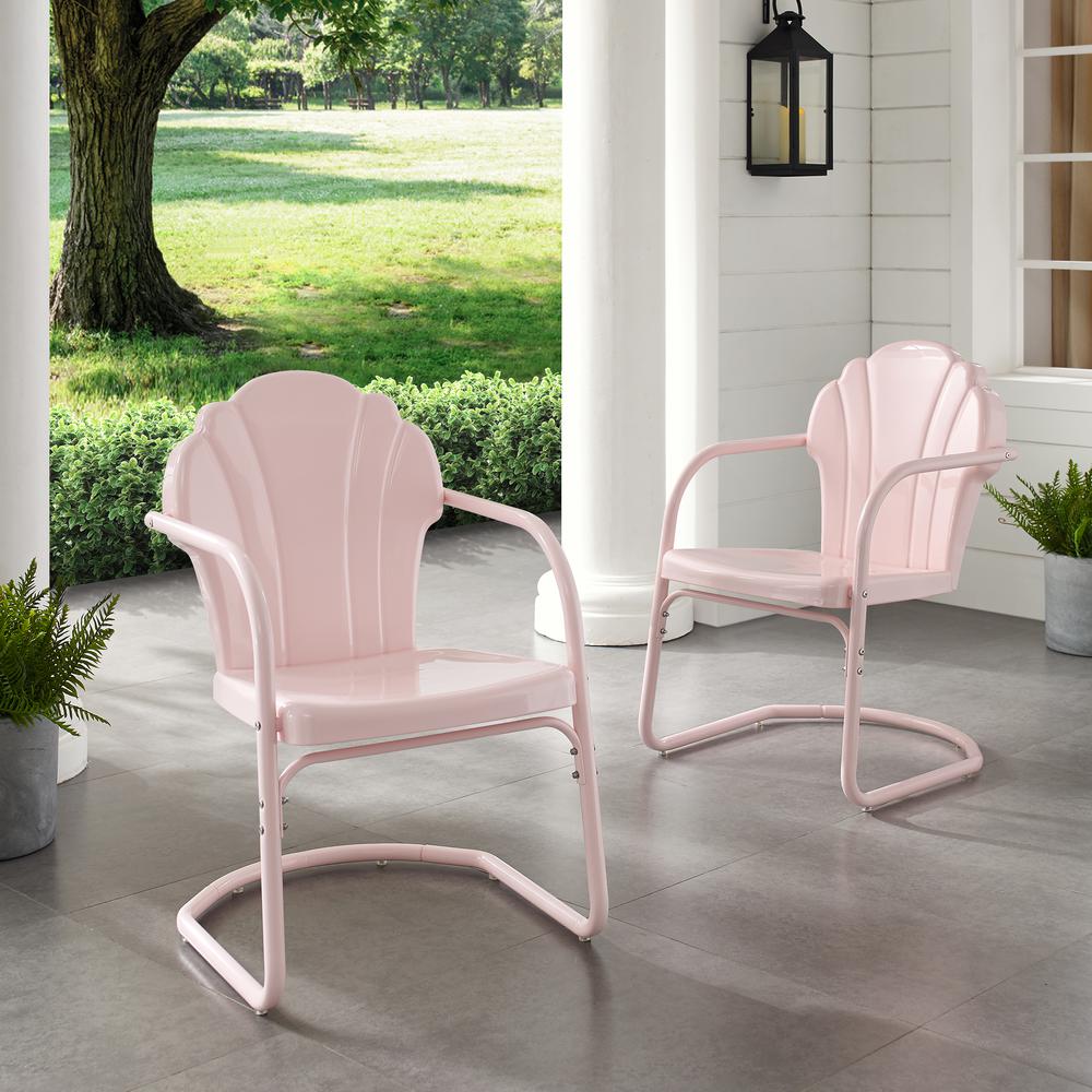 Tulip 2Pc Outdoor Metal Armchair Set Pink - 2 Chairs. Picture 3