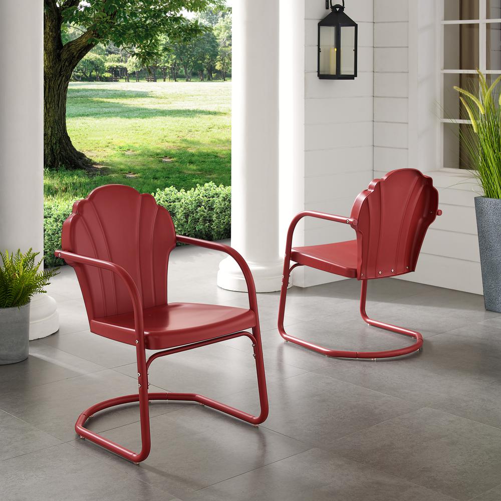 Tulip 2Pc Outdoor Metal Armchair Set Red - 2 Chairs. Picture 2