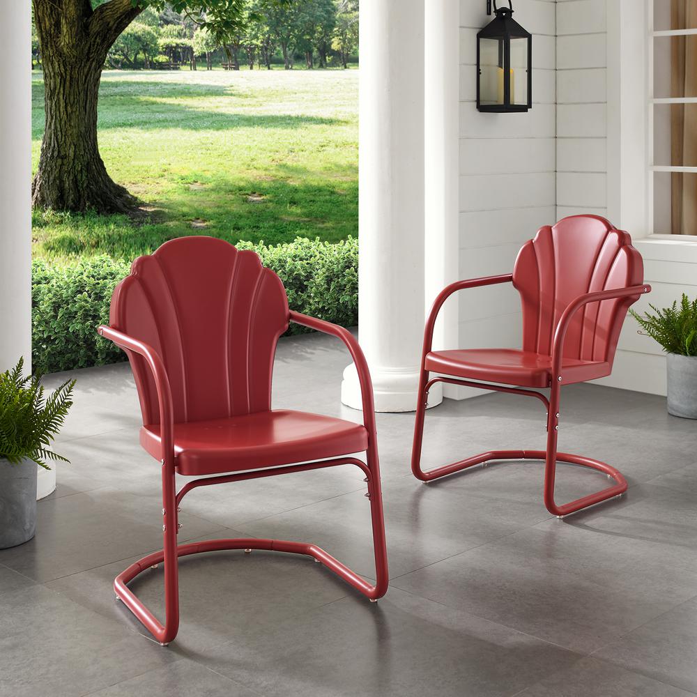 Tulip 2Pc Outdoor Metal Armchair Set Red - 2 Chairs. Picture 3