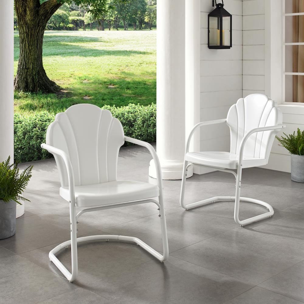 Tulip 2Pc Outdoor Metal Armchair Set White - 2 Chairs. Picture 3