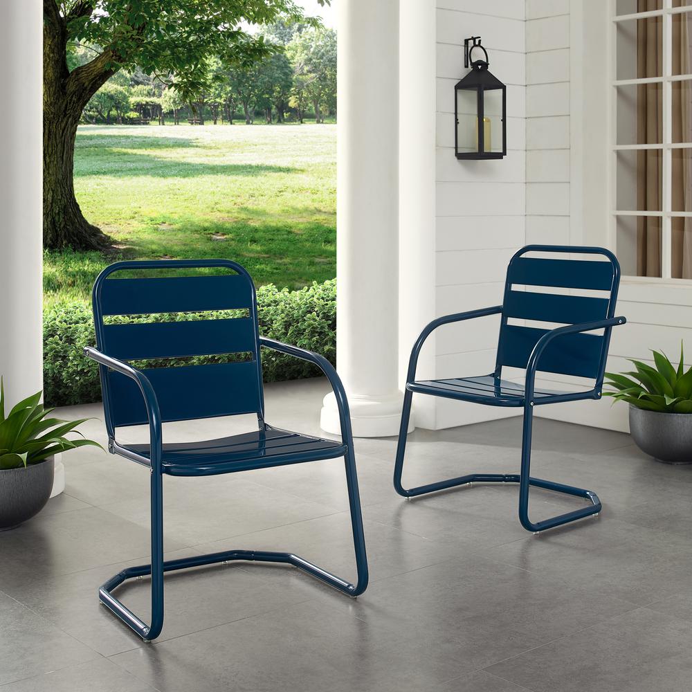 Brighton 2Pc Outdoor Metal Armchair Set Navy - 2 Chairs. Picture 2