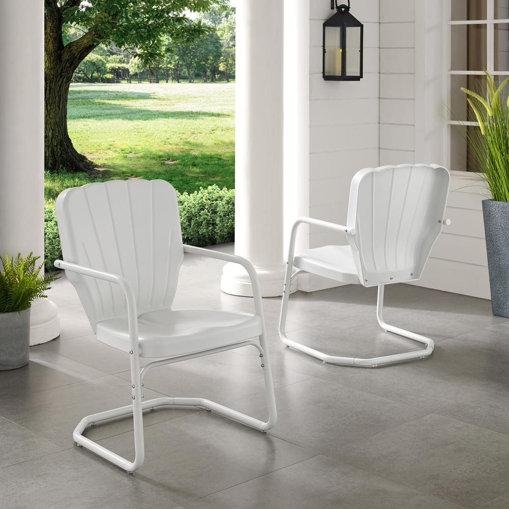 Ridgeland 2Pc Outdoor Metal Armchair Set White - 2 Chairs. Picture 2