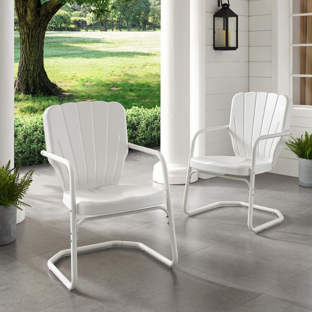 Ridgeland 2Pc Outdoor Metal Armchair Set White - 2 Chairs. Picture 3