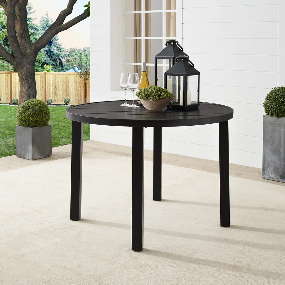 Kaplan 42" Round Outdoor Metal Dining Table Oil Rubbed Bronze. Picture 5
