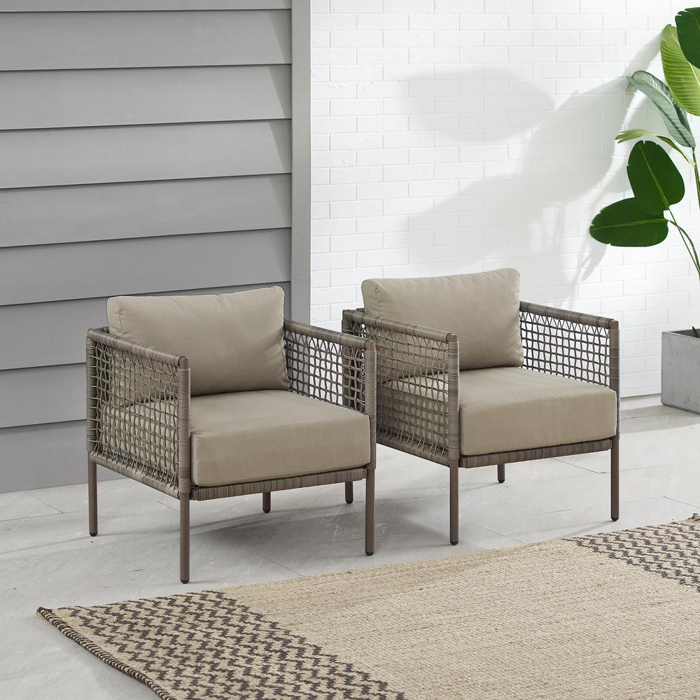 Cali Bay 2Pc Outdoor Wicker Armchair Set Taupe/Light Brown - 2 Armchairs. Picture 2