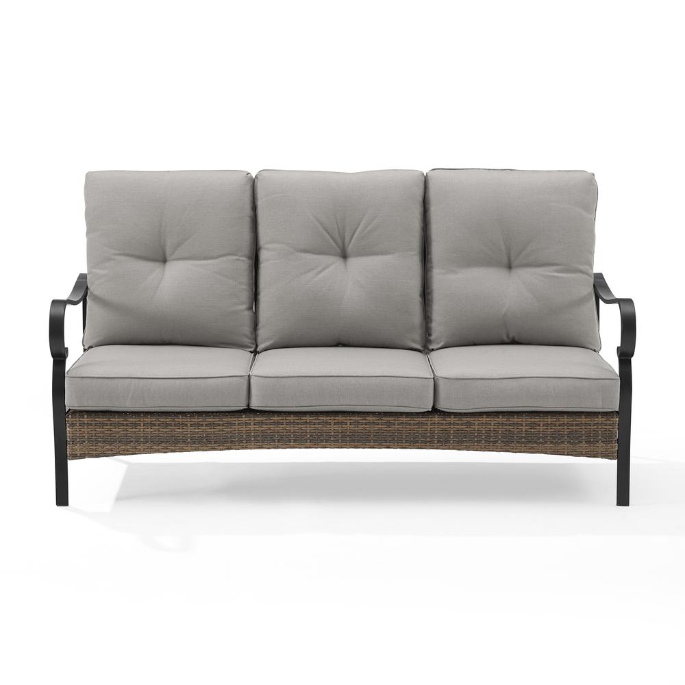 Dahlia Outdoor Metal And Wicker Sofa Taupe/Matte Black. Picture 14