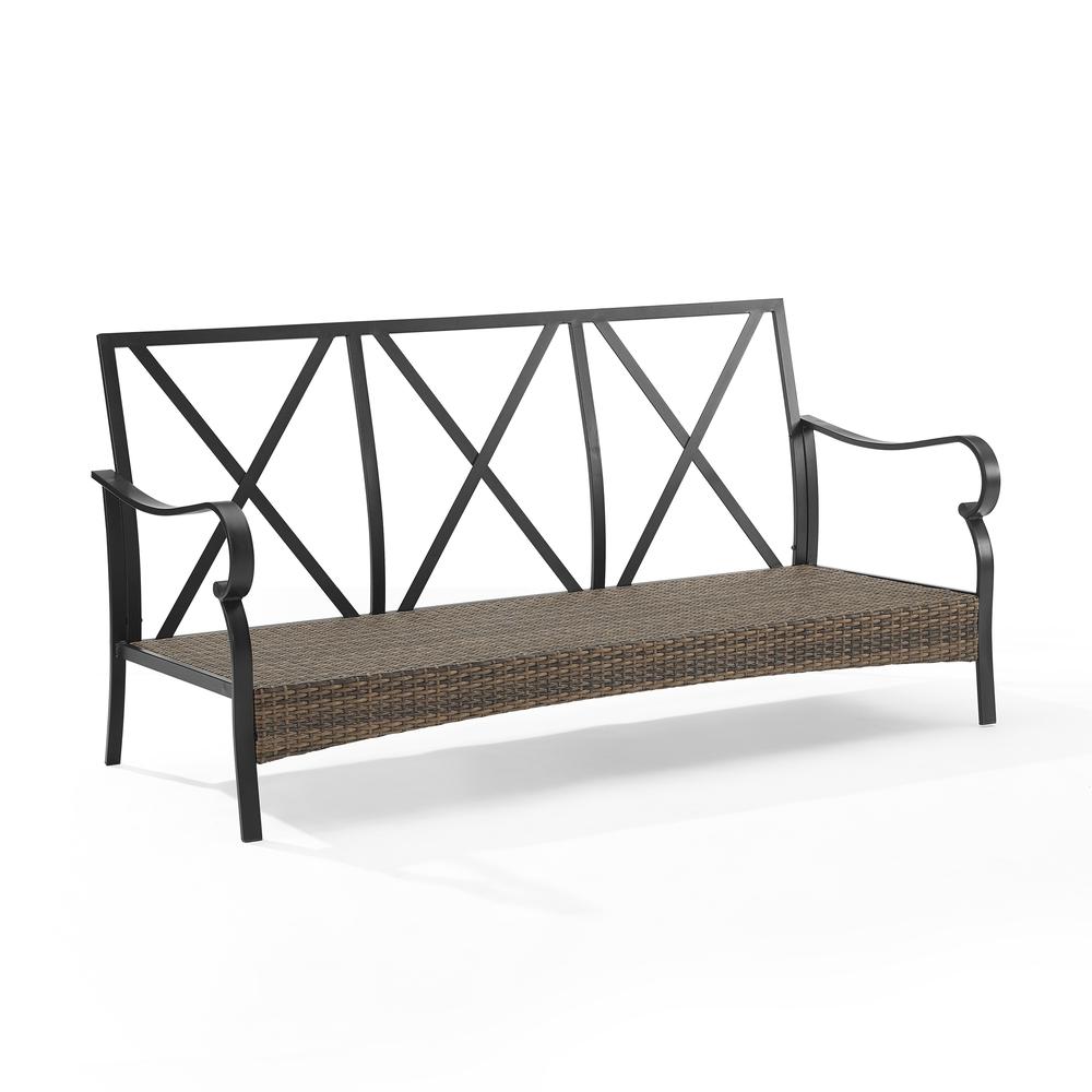 Dahlia Outdoor Metal And Wicker Sofa Taupe/Matte Black. Picture 11