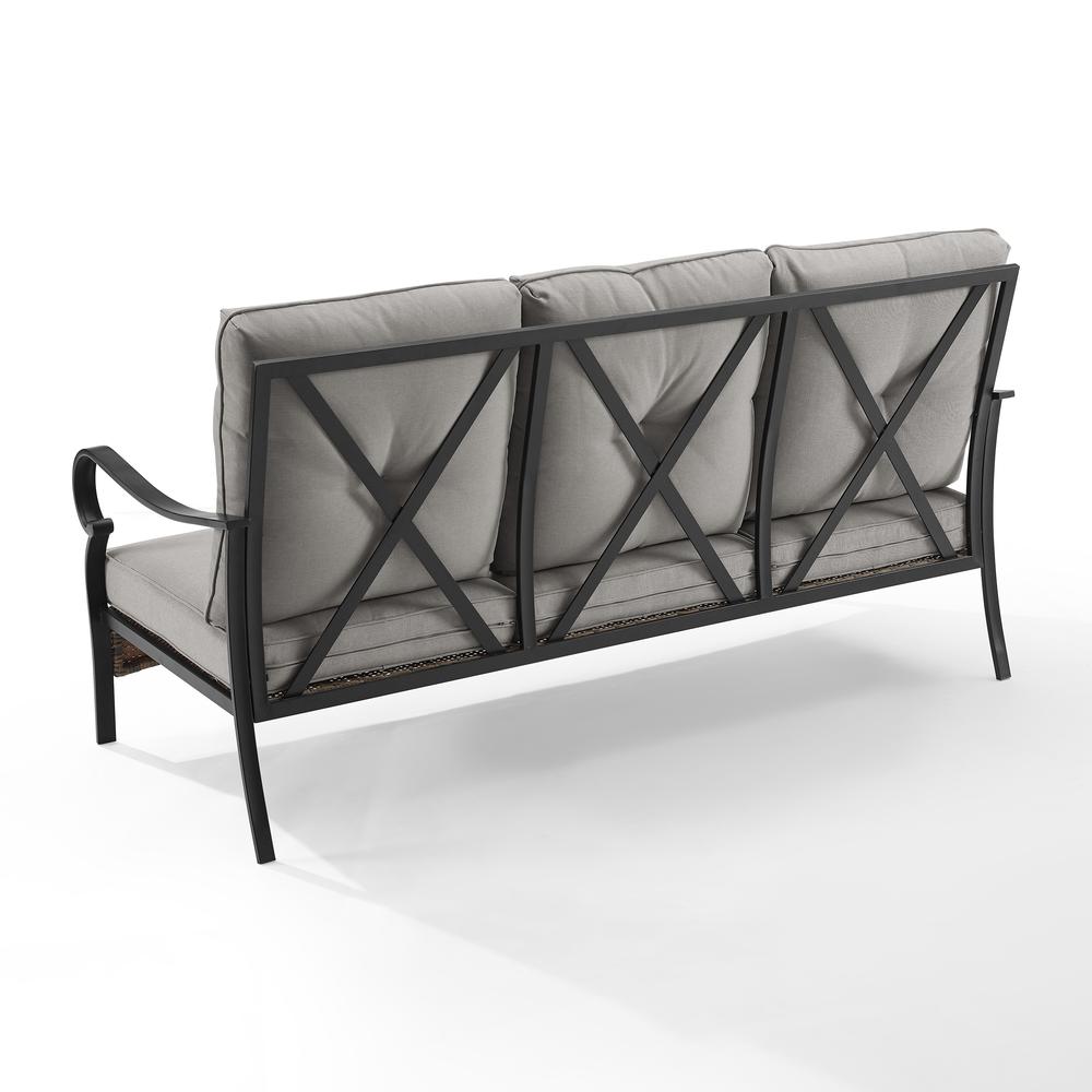 Dahlia Outdoor Metal And Wicker Sofa Taupe/Matte Black. Picture 15