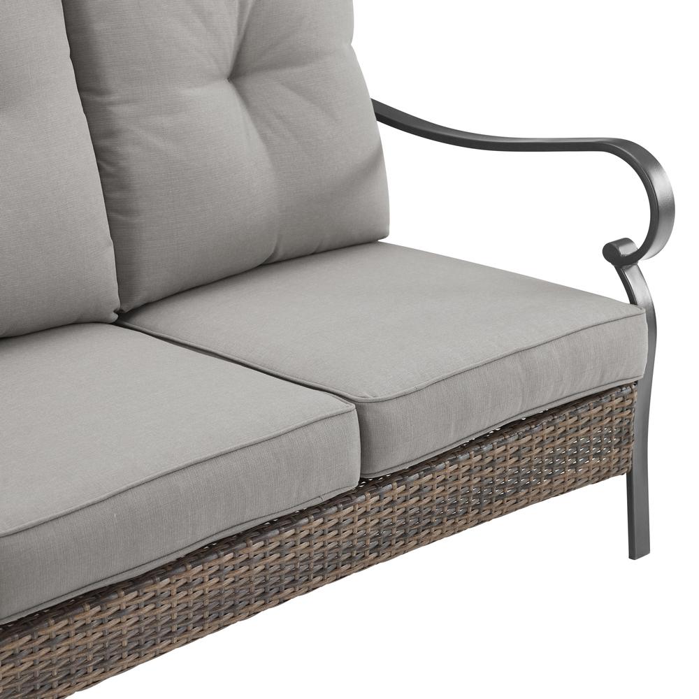 Dahlia Outdoor Metal And Wicker Sofa Taupe/Matte Black. Picture 16