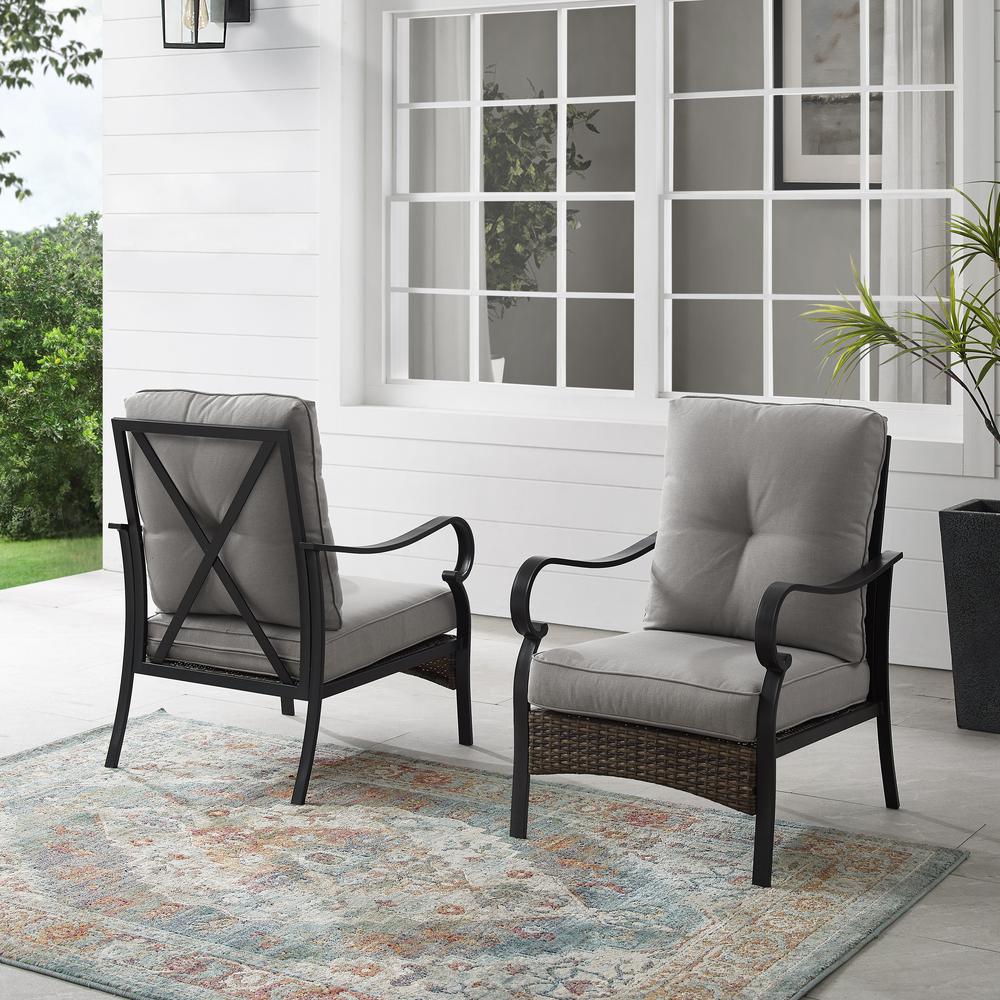 Dahlia 2Pc Outdoor Metal And Wicker Armchair Set Taupe/Matte Black - 2 Armchairs. Picture 2